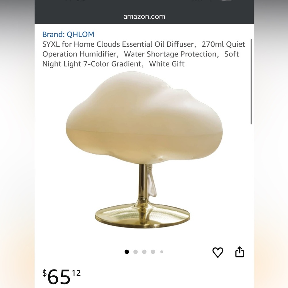 Cloud Shaped Aromatherapy Essential Oil Diffuser + Light - Picture 4 of 5